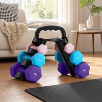 STILVORA Dumbbell Set with Storage Rack in Black