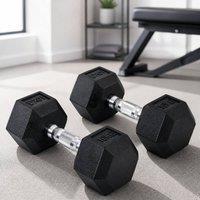 STILVORA Hex Dumbbell Set 2 x 10 kg in Black