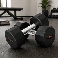 STILVORA 2 x 10 kg Dumbbell Set with Anti-Roll Design in Black