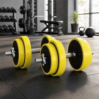 STILVORA 20 kg 2-in-1 Adjustable Dumbbell & Barbell Set in Yellow