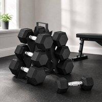 STILVORA Dumbbell Set with Storage Rack 4 kg, 6 kg & 8 kg in Black