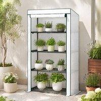 STILVORA Four-Tier Mini Greenhouse with Roll-Up Door in Green