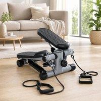 STILVORA Mini Stepper with Resistance Bands & LCD Monitor in Grey
