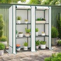 STILVORA Three-Tier Greenhouse with Roll-Up Doors in White