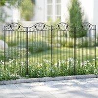 STILVORA Garden Fence 4 Panels Steel Black