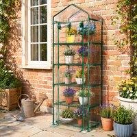 STILVORA 5 Tier Mini Greenhouse with Roll-Up Door in Green
