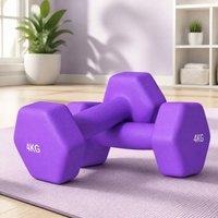 STILVORA 4 kg Hex Dumbbell Set with Non-Slip Grip in Purple