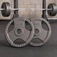 STILVORA Set of 2 Weight Plates 20 kg for 5 cm Barbell Bars in Silver