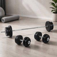 STILVORA Dumbbell & Barbell Set 65 kg with Steel Bars in Black
