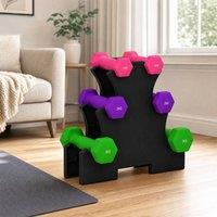 STILVORA 6-Piece Dumbbell Set with Rack in Black