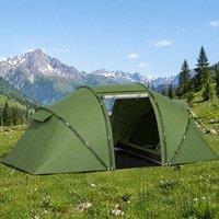 STILVORA Camping Tent for 4-6 People with 2 Bedrooms in Dark Green