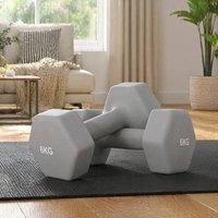 STILVORA 2 x 6 kg Dumbbell Set with Non-Slip Grip in Grey