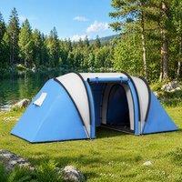 STILVORA 4 Person Tunnel Tent with 2 Bedrooms & Living Area in Blue