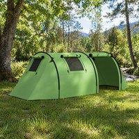 STILVORA Four Man Tunnel Tent with Two Rooms in Green