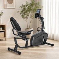 STILVORA Recumbent Exercise Bike with LCD Monitor & Arm Ropes in Black