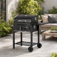 STILVORA Charcoal BBQ Grill with Adjustable Coal Pan in Black