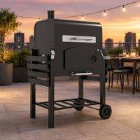 STILVORA Charcoal Barbecue Grill with Shelves & Wheels in Black