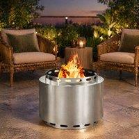 STILVORA Smokeless Fire Pit 48.5 cm with Poker in Silver