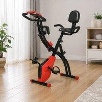 STILVORA Folding Exercise Bike with 8-Level Magnetic Resistance in Red