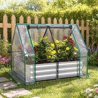 STILVORA Raised Garden Bed with Greenhouse Cover 127 x 95 cm in Grey