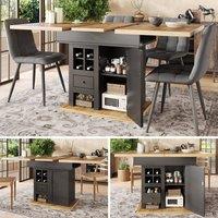 ModernLuxe Folding dining table for 4-6 people extendable MDF - black | Size: 140 cm x 80 cm