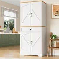 ModernLuxe Kitchen Tall Cupboards with 4 doors + 1 drawer - white
