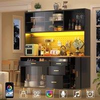 ModernLuxe Modern Kitchen Tall Cupboards with LEDs + 4 drawers - black