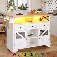 ModernLuxe Mobile kitchen island with folding table - white