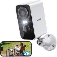 iegeek White 2K Wireless Security Cam Night Vision Motion Siren Rechargeable