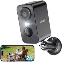 iegeek Black 2K Wireless Security Cam Night Vision Motion Siren Rechargeable