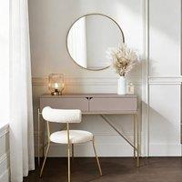 OHS Curved Modern Dressing Table 2 Drawer Vanity Makeup Desk in Natural