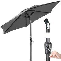 Christow 2.4m Tilting Garden Parasol Outdoor Umbrella Crank Patio Sunshade in Grey