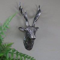 Melody Maison Silver Metal Wall Mounted Stag Head - 18cm X 43cm in Metallic Silver | Size: 18 cm X 43 cm