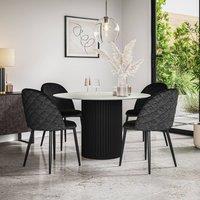 More4Homes Arlo White Marble Table Top W Black Legs + Raye Velvet Dining Chair Set Of 6