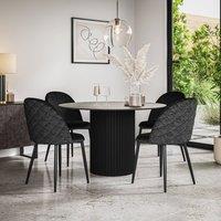 More4Homes Arlo Concrete Table Top W Black Legs + Raye Velvet Dining Chair Set Of 4