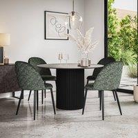 More4Homes Arlo Concrete Table Top W Black Legs + Raye Velvet Dining Chair Set Of 4 in Green
