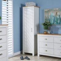 Home Source Wardrobe 1 Door Bedroom Clothing Storage Oak Top Wooden Unit in White