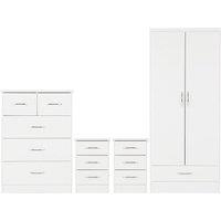 Seconique Nevada 2 Door 1 Drawer Wardrobe Bedroom Set in White