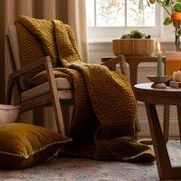 Voyage Maison Haze 100% Cotton Velvet Quilted Throw in Mustard | Size: 140 cm x 200 cm