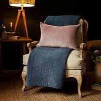 Voyage Maison Haze 100% Cotton Velvet Quilted Throw in Mid Blue | Size: 140 cm x 200 cm