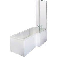 Balterley 1500 mm Right Hand L Shape Shower Bath with Screen & Front Panel White
