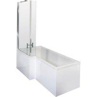 Balterley 1500 mm Left Hand L Shape Shower Bath with Screen & Front Panel White