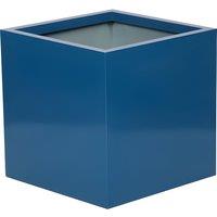 Primrose Galvanised Zinc Cube Patio Planter with Drainage Hole in Blue 40cm