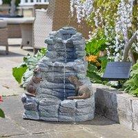 Marco Paul Hybrid Power Water Fountain Garden Feature - Otter Falls in Grey | Size: 50 cm