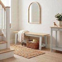 FurnitureboxUK Blakeney Oak & Cream Solid Wood Dining Bench in Grey