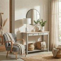 FurnitureboxUK Eden Rectangular Whitewash & Light Grey Wood Console Table