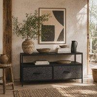 Wyld Haus Avatera 98cm Black & Grey TV Storage Unit 2 Foldable Fabric Drawers