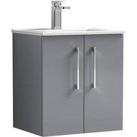 Balterley Bathroom 2 Soft Close Door Wall Hung Vanity Unit Basin, Grey, 345mm in Grey