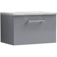 Balterley Level 600mm Wall Hung 1 Drawer Unit with Laminate Worktop - Satin Grey
