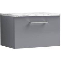 Balterley Level 600mm Wall Hung 1 Drawer Unit with Laminate Worktop Satin Grey